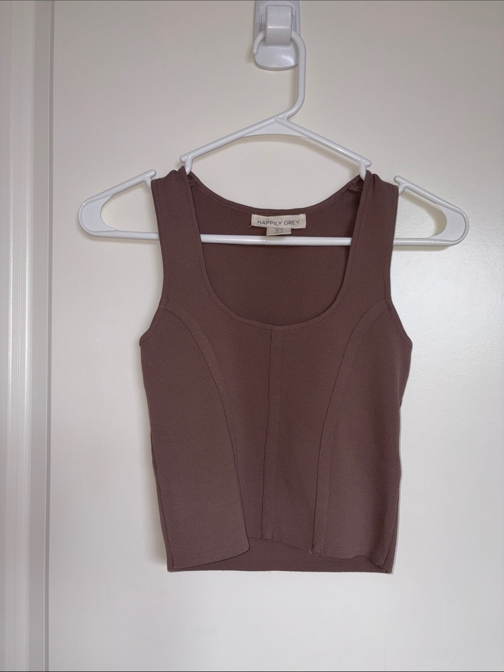Happily Grey Brown Scoop Neck Tank Top